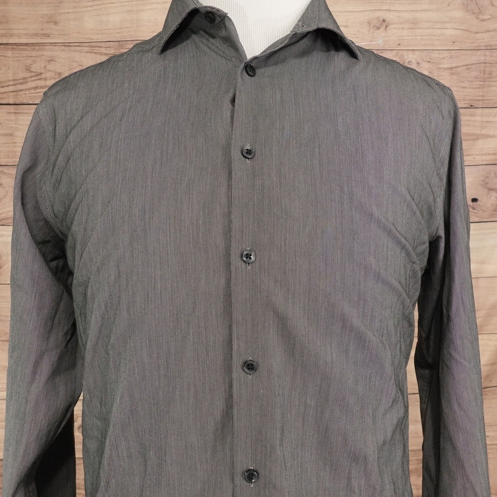 Calvin Klein Dress Shirt Mens 16.5 36/37 Gray Good Slim Fit Non-Iron Cotton